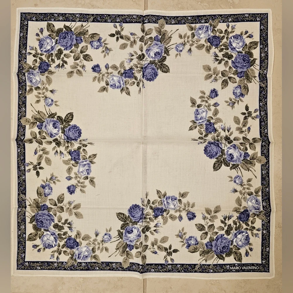 Mario Valentino Blue Floral Scarf - Picture 4 of 5